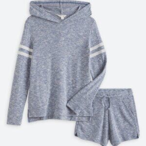 Stitch Fix R+R The Brushed Varsity Hoodie + Short Set  L | Blue